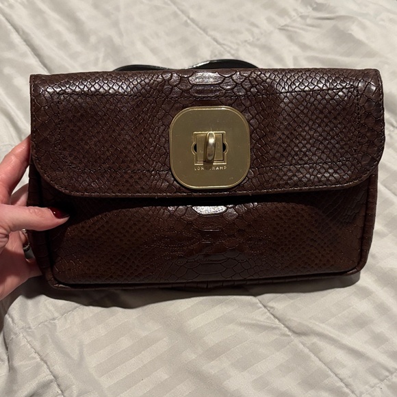 Longchamp Dark Brown Textured Clutch